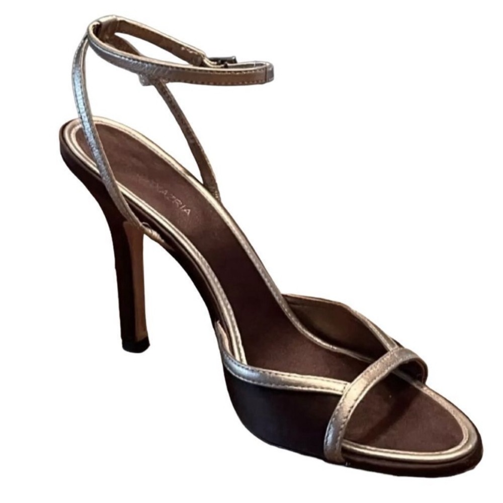 BCBGMaxAzria Gold and Brown Strappy Heels